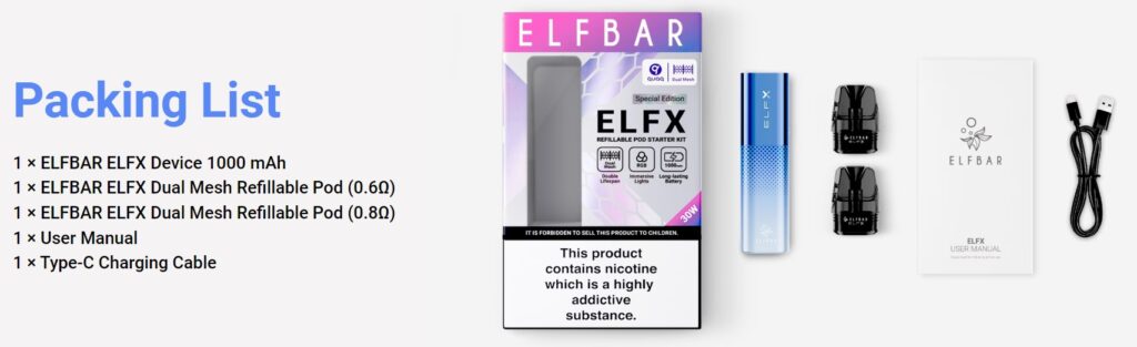 Комплектация ElfBar ELFX